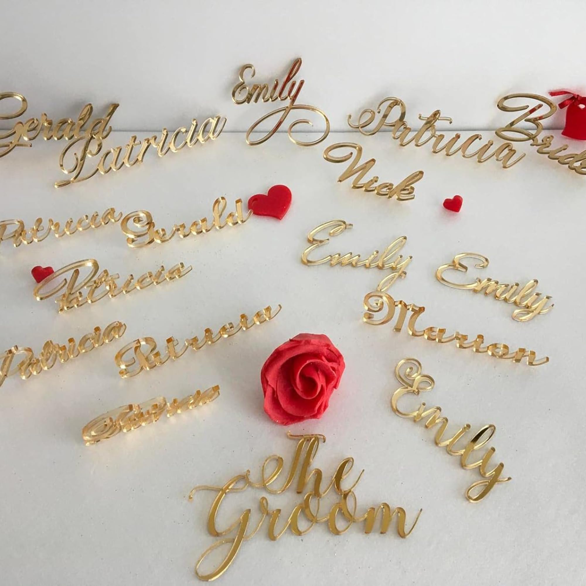 Nombre Decorativos Personalizados cortados con láser, Madera, Acrílico, Tarjetas de mesa, Marcasitios de boda con nombres en cursiva, Fiesta, eventos, Cumpleaños, Colores, 23 tipos de letra diferentes