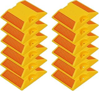 12 Pack 4 x 4 inch Road Reflectors Reflective Pavement Marker, Road Driveway Reflectors, Street Pavement & Asphalt Stud Markers for Speed Bumps Sidewalks Pedestrian Crossings Freeways and Driveways