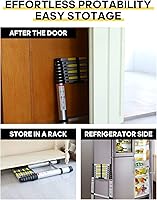 Vista 5 de Escalera telescópica de 8.5 pies, escalera extensible de aluminio con 2 reemplazos de cubierta de goma antideslizante, capacidad de carga de 330