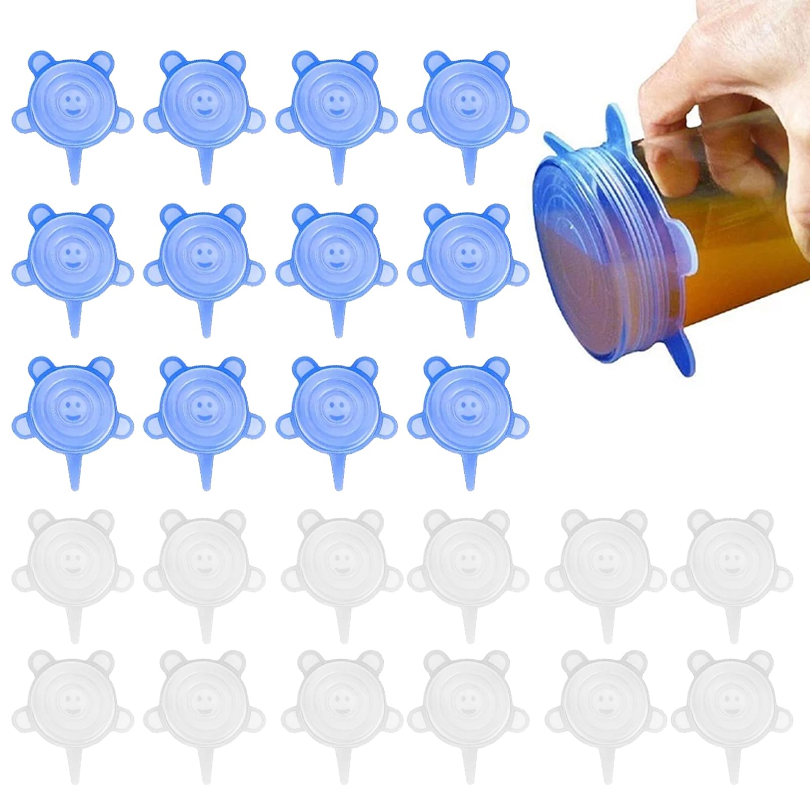 PMELCXD Silicone Stretch Lids,24 Pcs silicone lids food covers, Reusable, silicone lids for Bowls, Cups, Round Shaped, 6,5cm