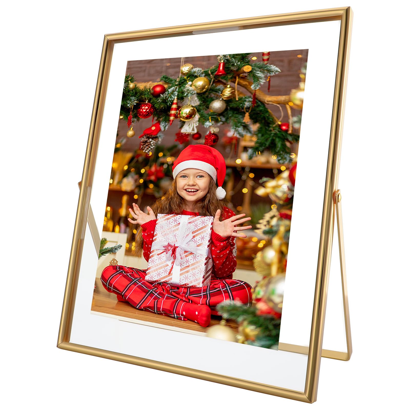 Gold Floating Picture Frame, 8x10 Inches, For Photo 8x10, 7x9, 6x8, Classy For Christmas, Wedding, Birthday, Home or Office Decoration