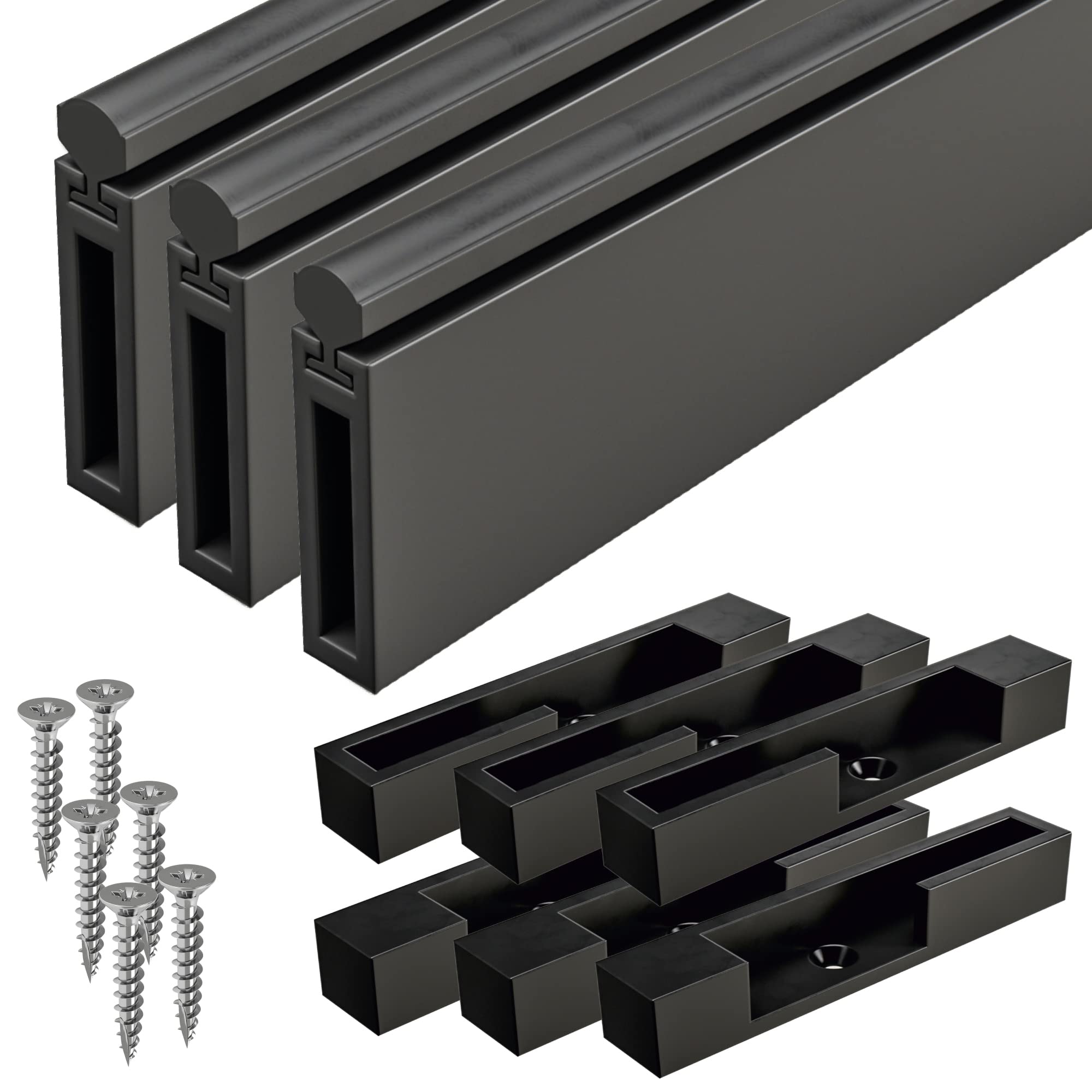SHJ - Kit 3 unidades Barra de Perchero Rectangular con Goma para mejor soporte y durabilidad. Diseño Innovador. Fácil Instalación. ¡Olvídate de percheros rayados!.(300 cm, Grafito)
