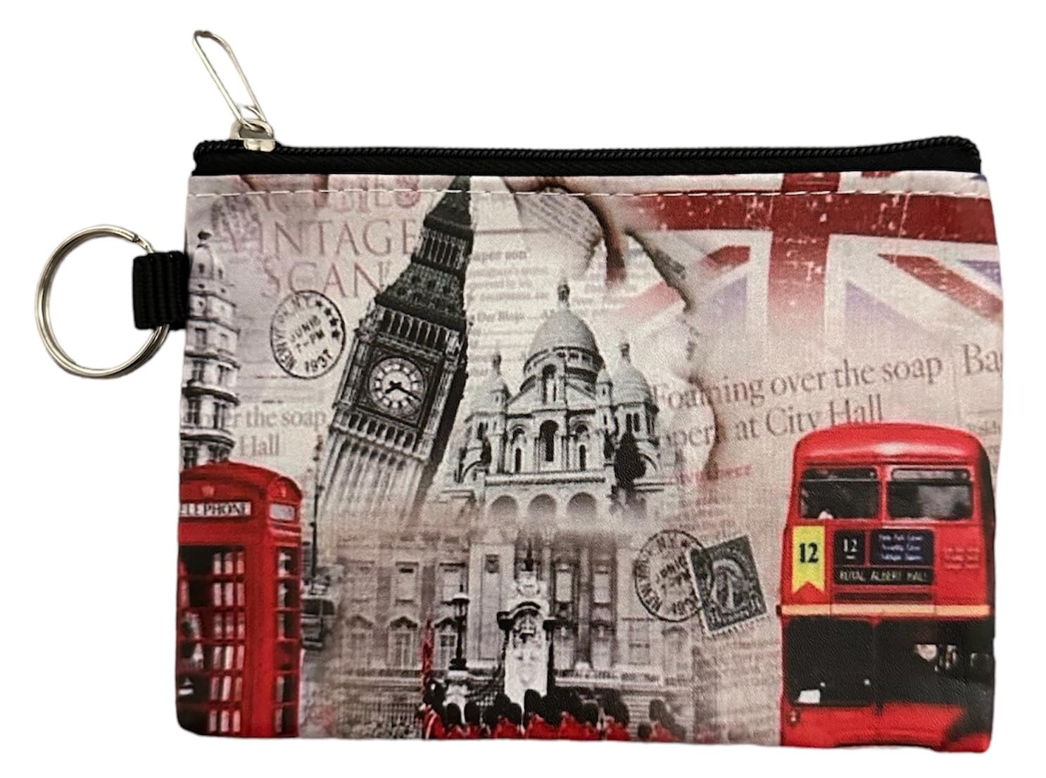 No.1 Gifts Cream Zipped Coin Purse, London Icons, St Paul Cathedral Big Ben Red Bus Guards Phone Box Union Jack, Gift