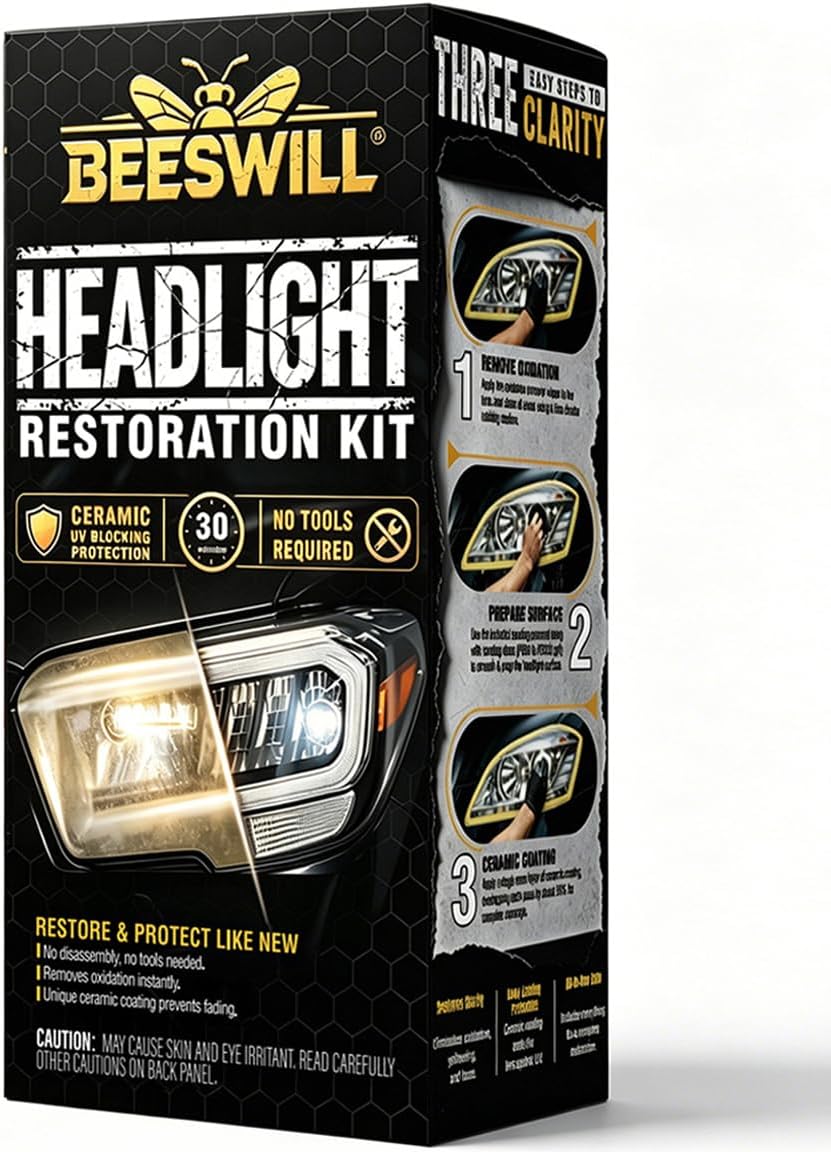 Headlight Restoration Kit, Headlight Cleaner And Restorer Kit, Removes Oxidation and Yellowing, No Power Tools Required, Multifunctional Car Headlight Polishing for All Vehicle Types
