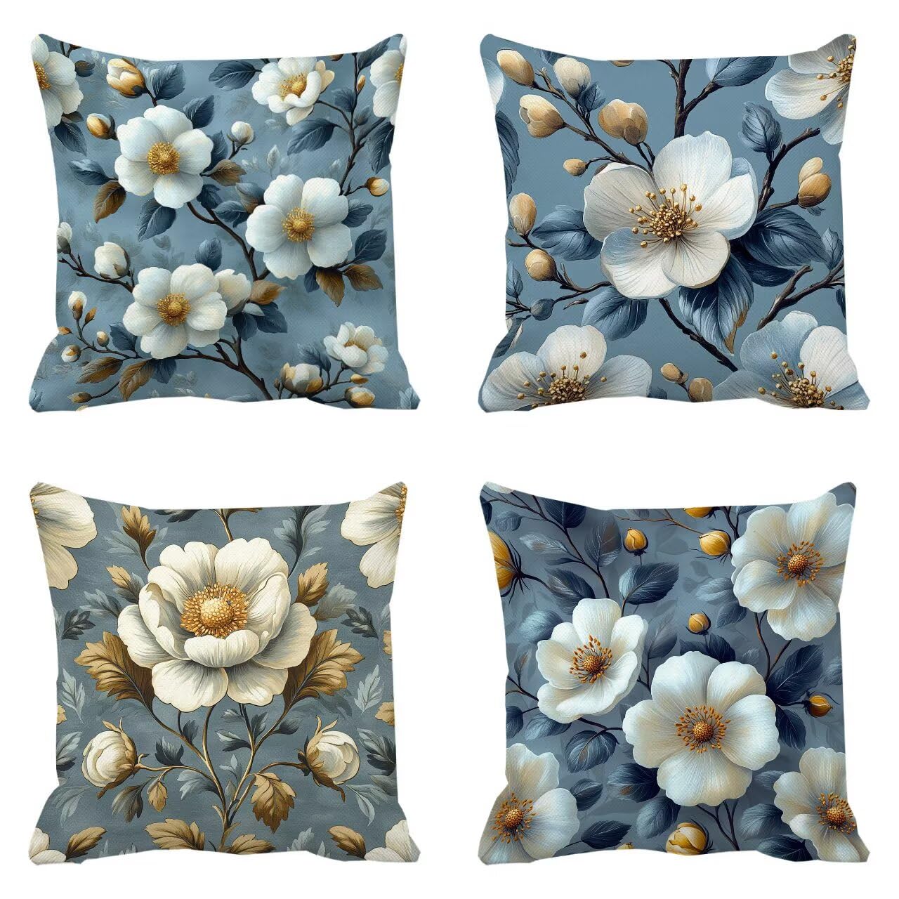 Housse canapé souvenir bleu à fleurs 30x30 pour décoration maison
