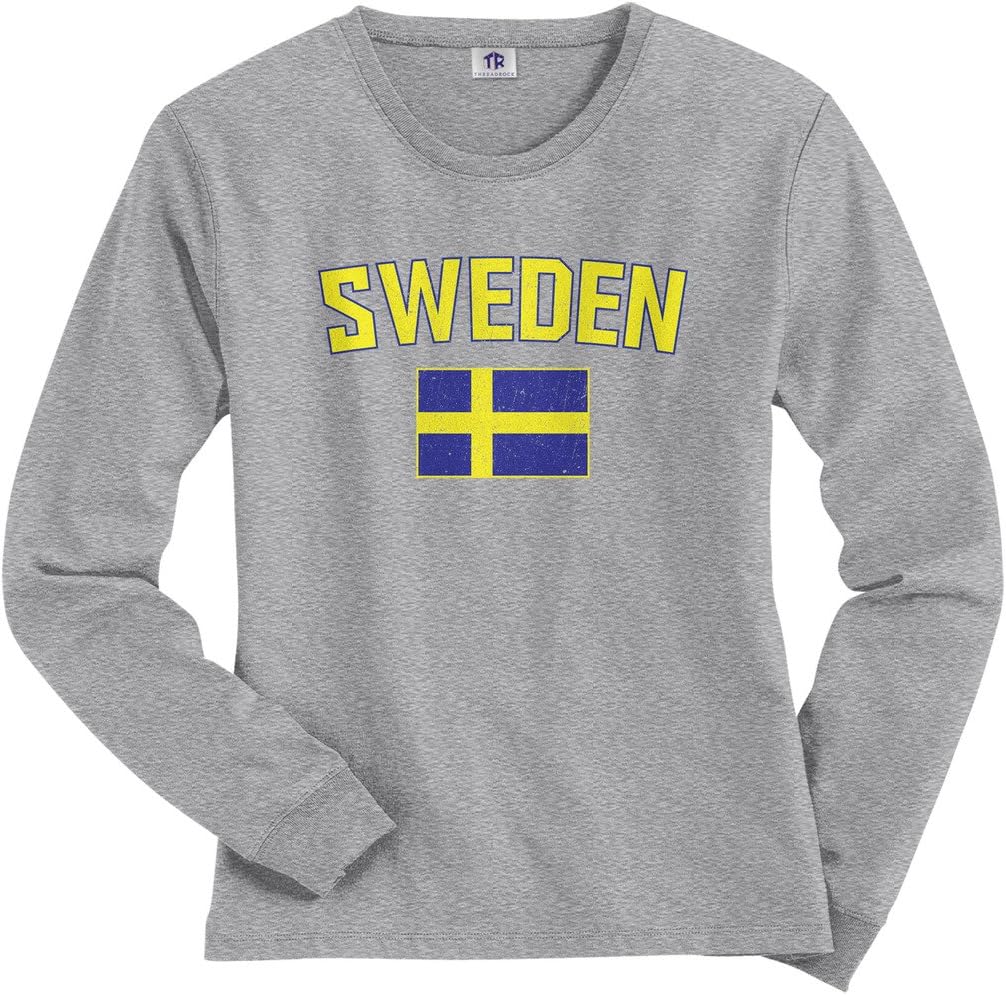 Threadrock Women's Sweden Flag Long Sleeve T-Shirt
