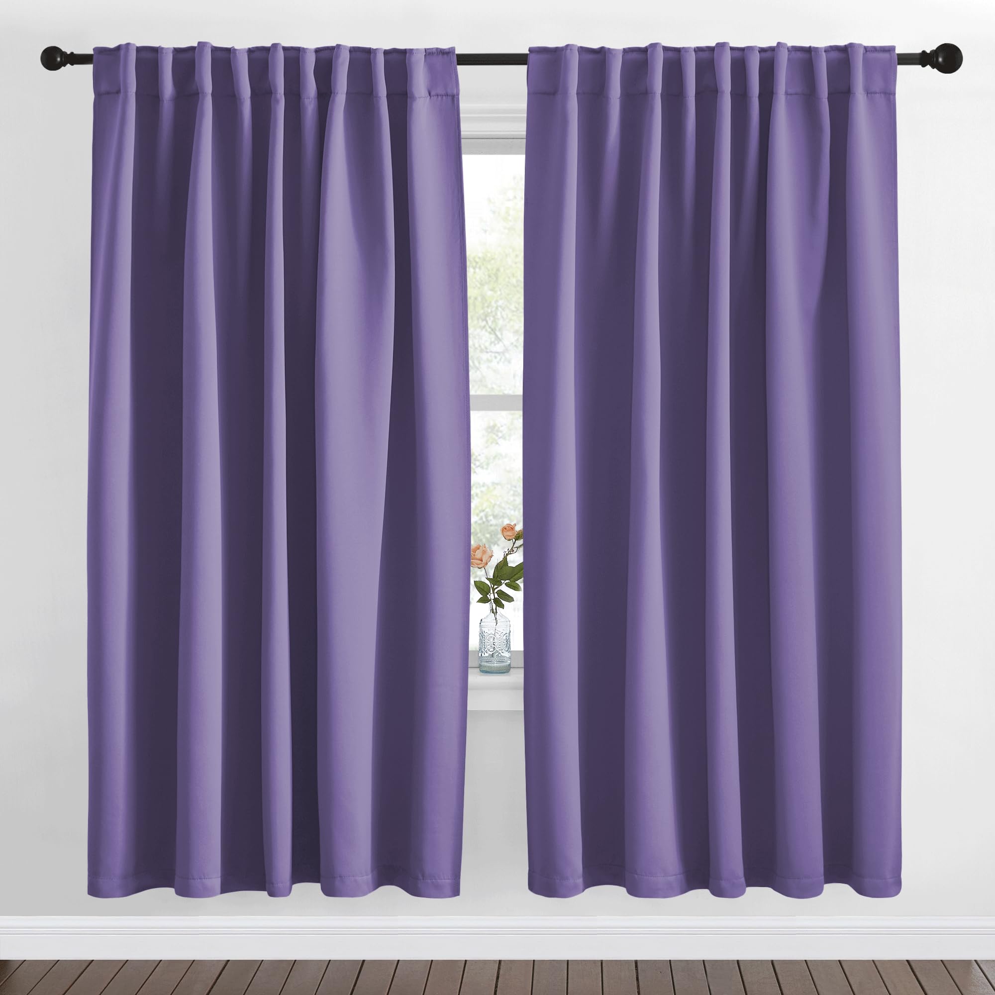 NICETOWN Living Room Blackout Draperies Curtains - (Lilac Purple Color) W70 x L72, 2 Panels, Home Decoration Window Blackout Drape Panels for Patio Door