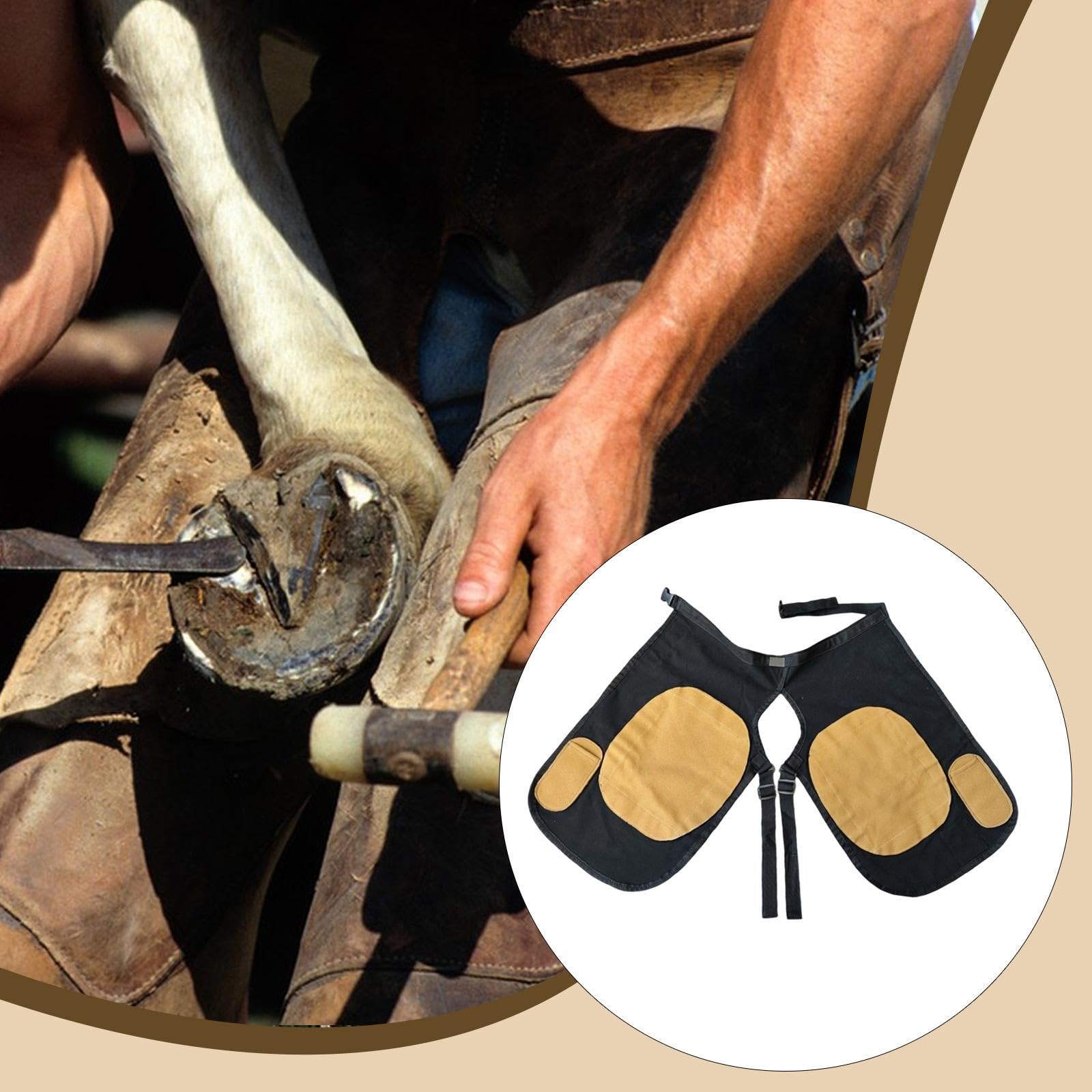 LOVIVER Tablier de Maréchal-Ferrant Protecteur, Outils Équestres, Housse Antidéchets en Toile, Grandes Poches Multi-Outils, Ergonomique, Protection, Fournitures d'Écurie pour Parage des Sabots