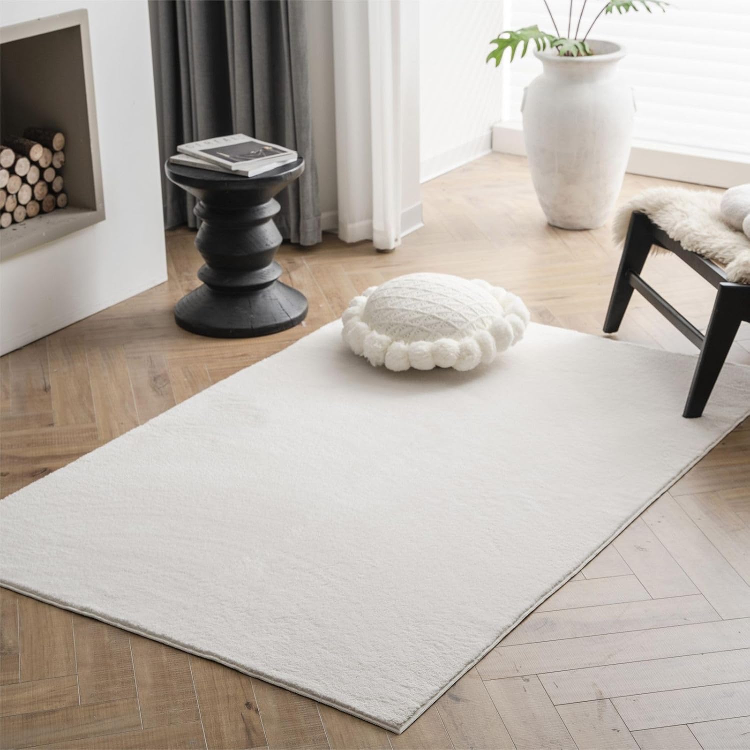 STARUIA Small White Rug for Bedroom, 3x5 Washable Area Rug