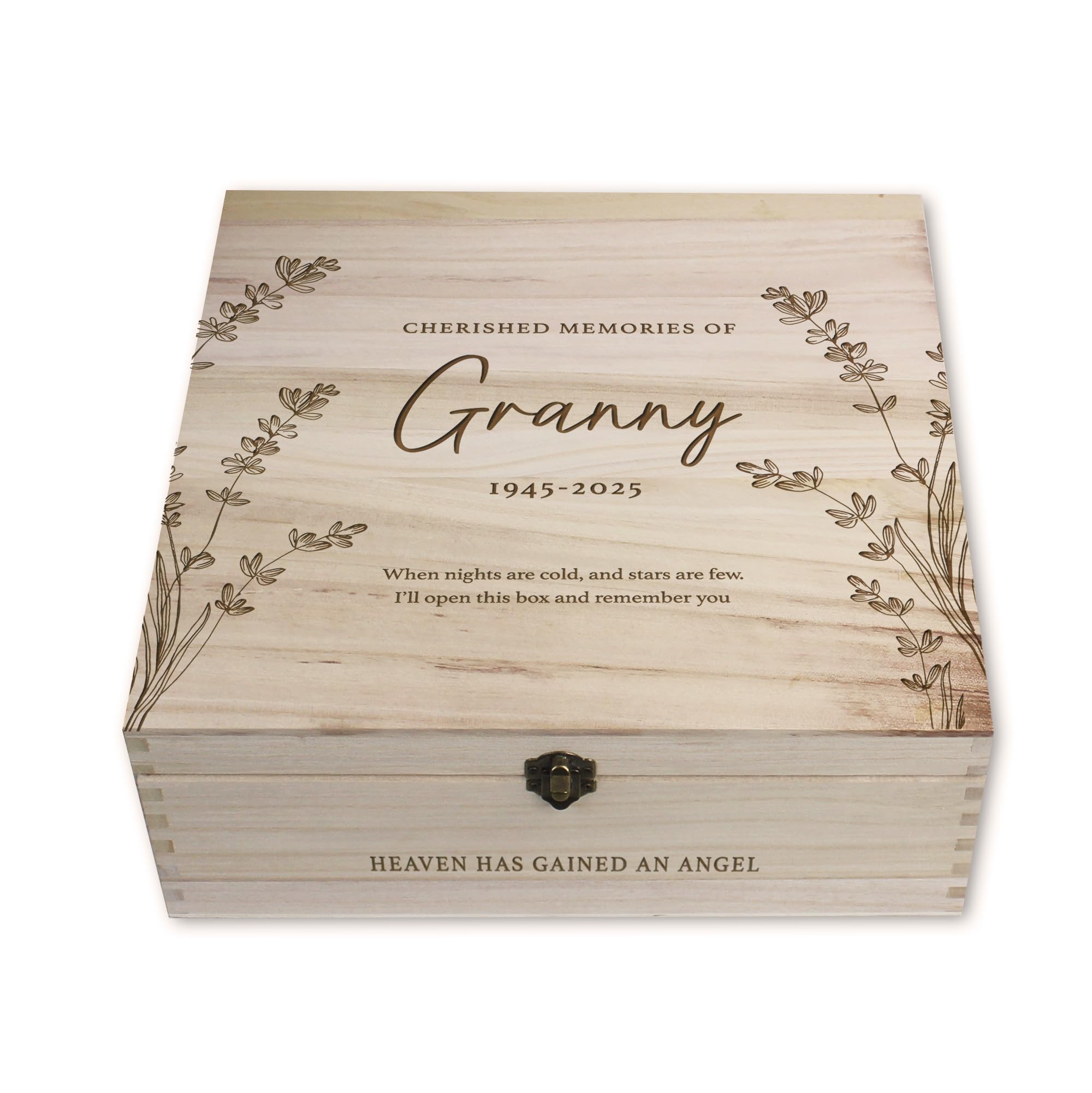 Ebuygb Personalised Memorial Keepsake Box, Bereavement Sympathy Gift, Loved One Memory Box, In Loving Memory, Remembrance Box For Grandma (20Cm Square)