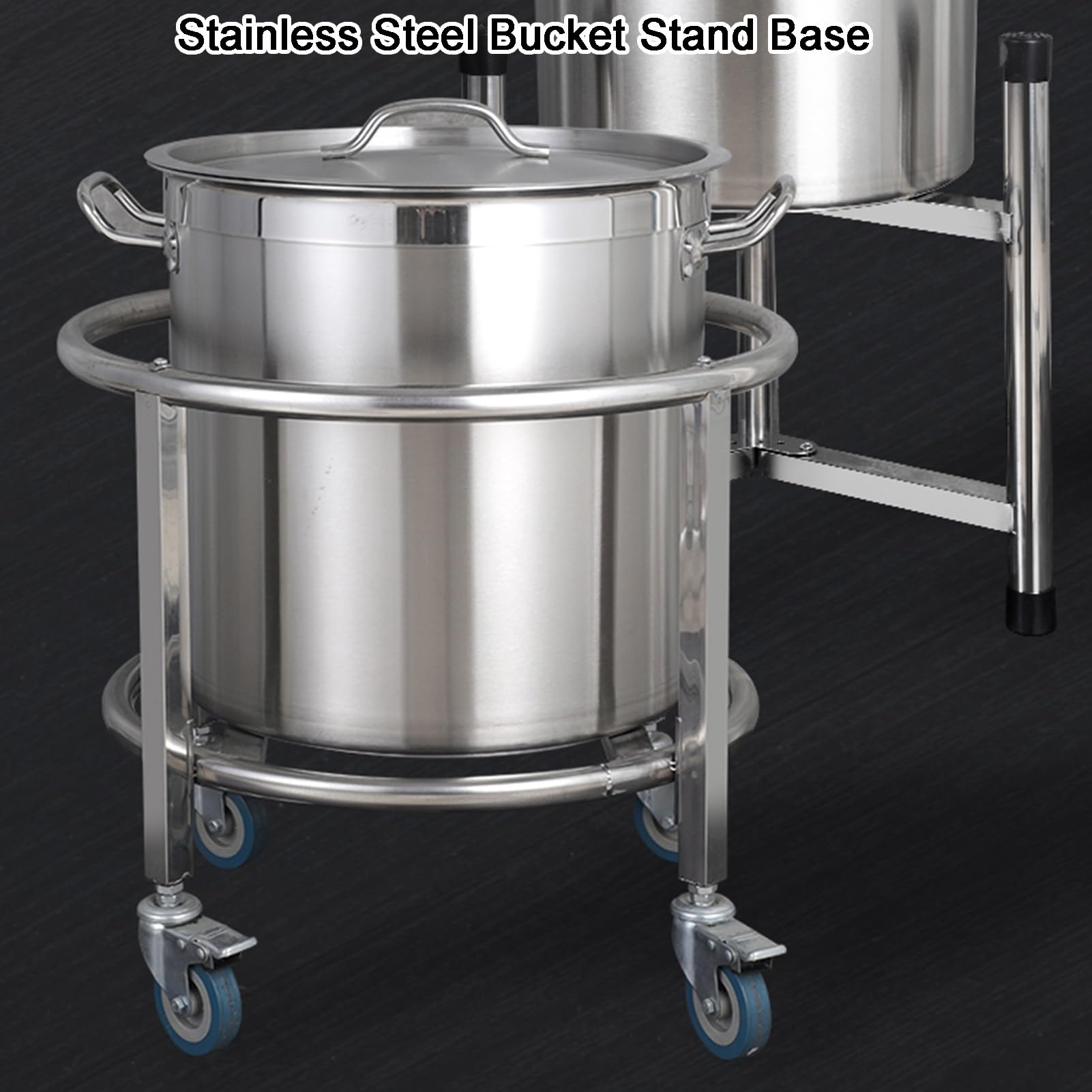 Soporte de acero inoxidable resistente para cacerolas, multifuncional, marco de barril para restaurantes, hoteles y tiendas de té con leche, estante duradero para ollas, plateado, 55 x 55 x 71
