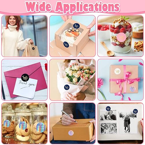 Miniatura 10 de 3000 calcomanías de agradecimiento, 6 rollos de calcomanías de agradecimiento de 1 pulgada para pequeñas empresas con 6 diseños, suministros para