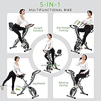 Vista 4 de BARWING Stationary Exercise Bike for Home Workout, 5 IN 1 Foldable Indoor Cycling Bike for Seniors, 350LB Capacity, 16-Level Magnetic Resistance