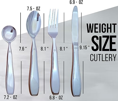 Miniatura 5 de Cubiertos con peso para temblores de manos para Parkinson, artritis  Utensilios pesados para temblores  Utensilios de alimentación con peso  Regalos