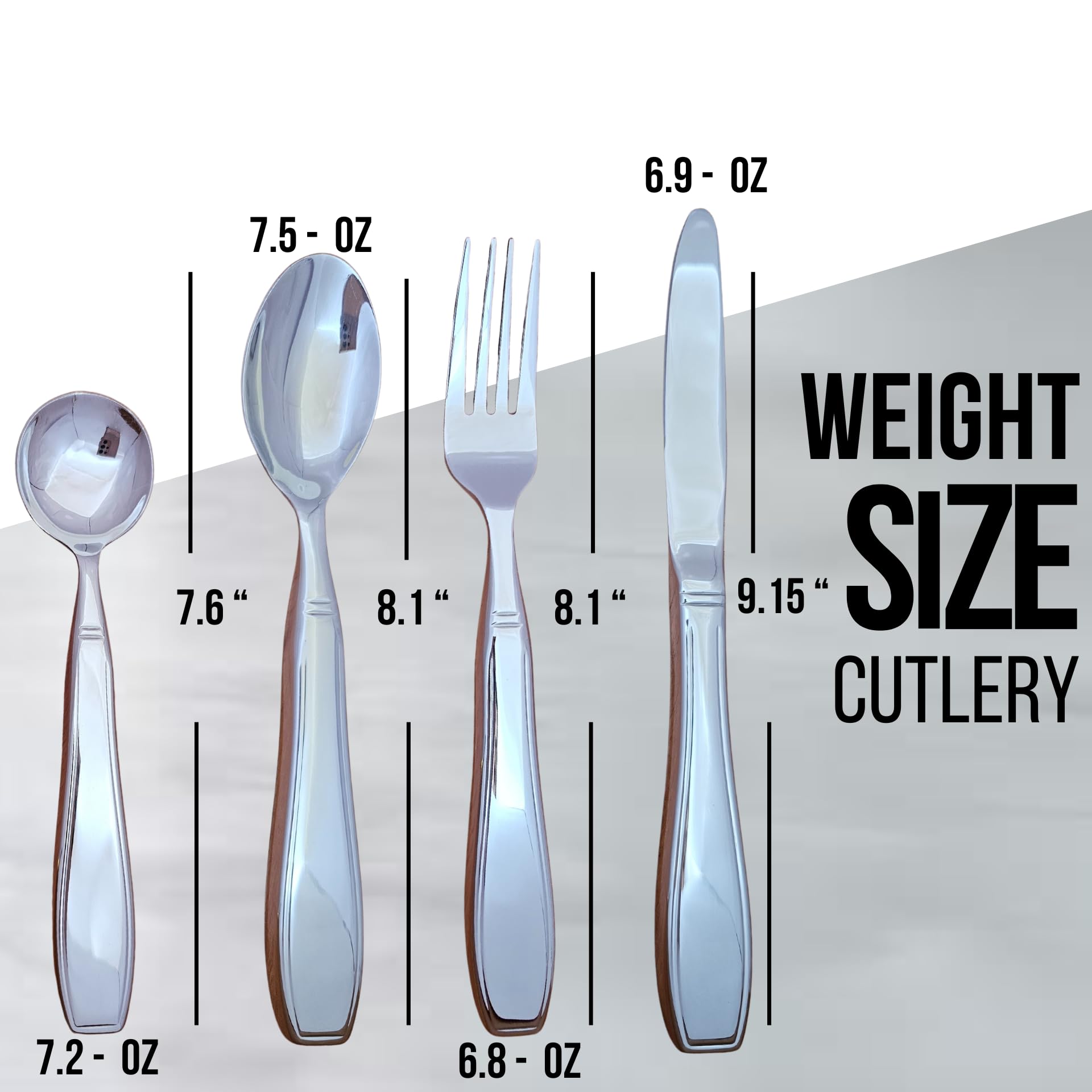 Cubertería pesada para pacientes de Parkinson | Tenedor pesado de acero inoxidable, cuchillo y 2 cucharas | Elegantes cubiertos adaptables para regalos | Cubiertos para una mayor estabilidad (5)