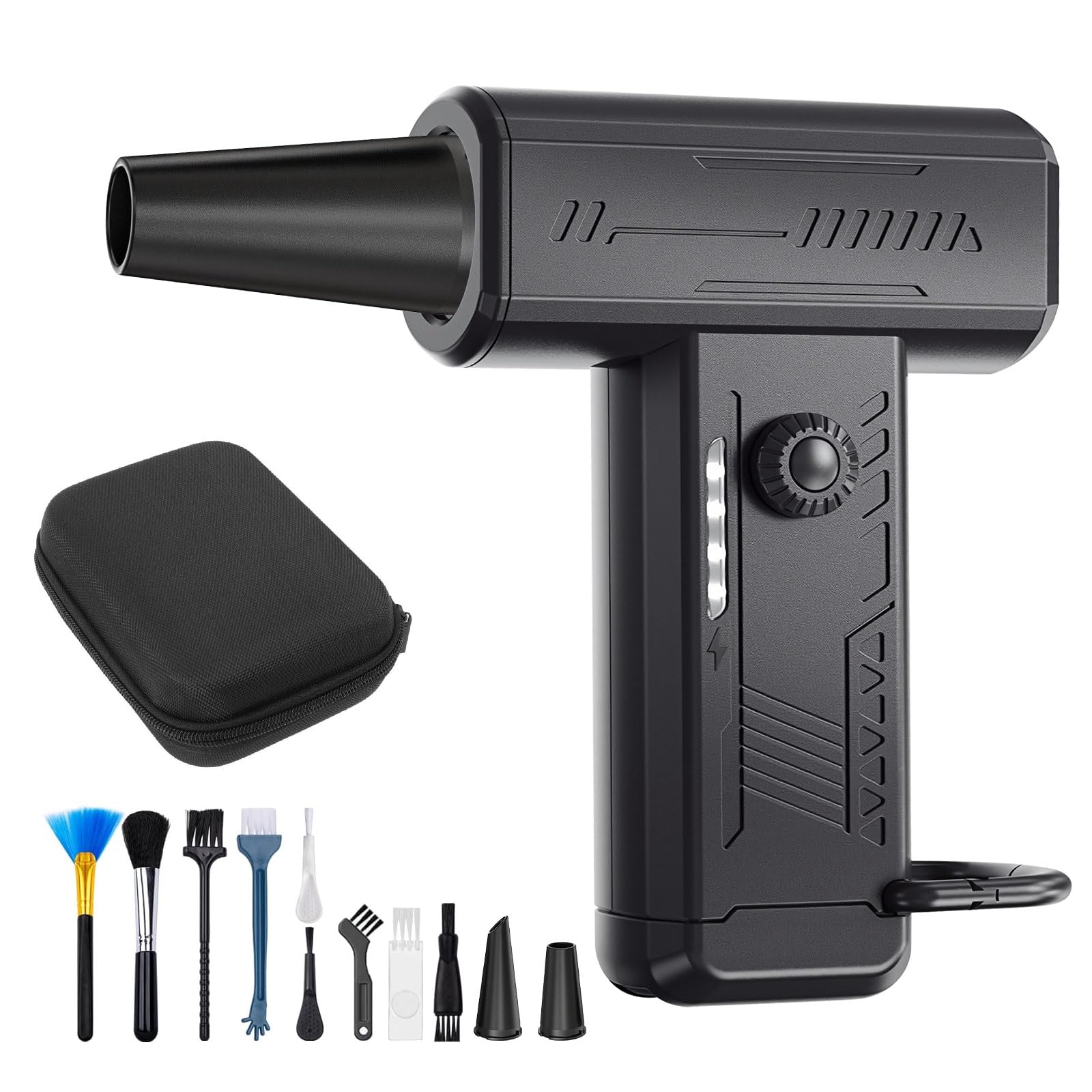 Electric Air Duster Mini Jet Blower, 130000 RPM Portable Air Blower Jet Fan, Cordless Handheld Powerful Blower for Computer Keyboard, Car Cleaning (Black-A)