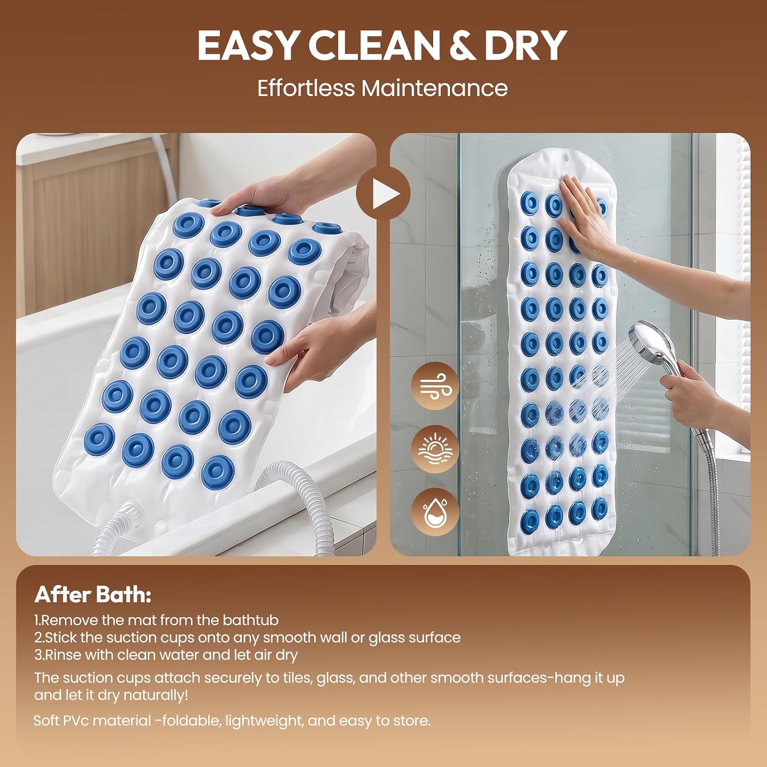 Bubble Bath Mat for Bathtub – Quiet Massage Mat with Heater