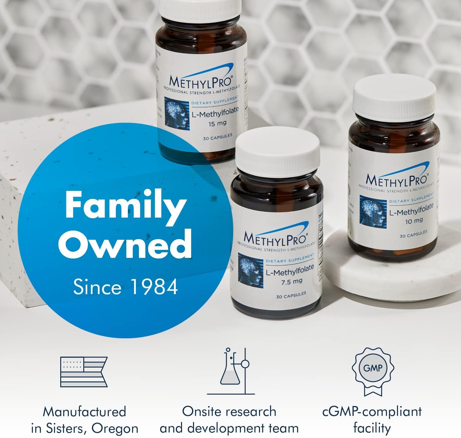 MethylPro L-Methylfolate 15 mg - Bioavailable Folate Supplement for Brain Health & Neurotransmitter Support - Vegetarian & Hypoallergenic - 90 Servings - 90 Count