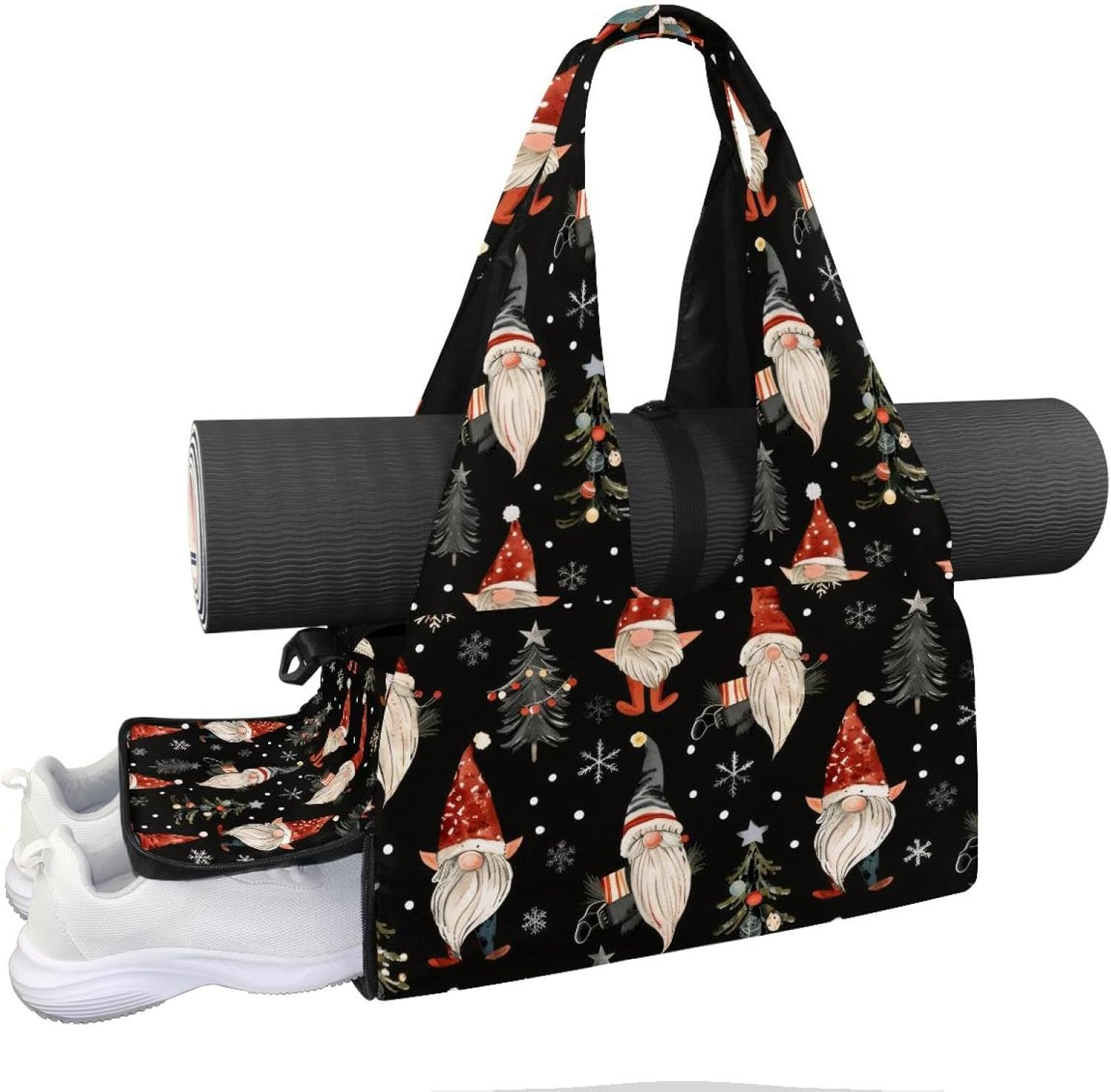 Gym Bag for Women, Rabbits Daisies Yoga Mat Bag with Shoe Compartment, Sport Yoga Gym Bag with Yoga Strap, Carryall Yoga Tote Bag