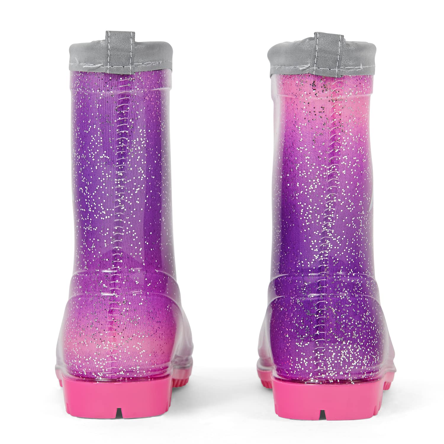 PERLETTI Botas de Agua Niñas con Unicornio - Calzado de Lluvia Niña Morado y Rosa - Botas Impermeables Infantes con Detalles Reflectantes Suela Antideslizante - Material PVC 5 Tallas