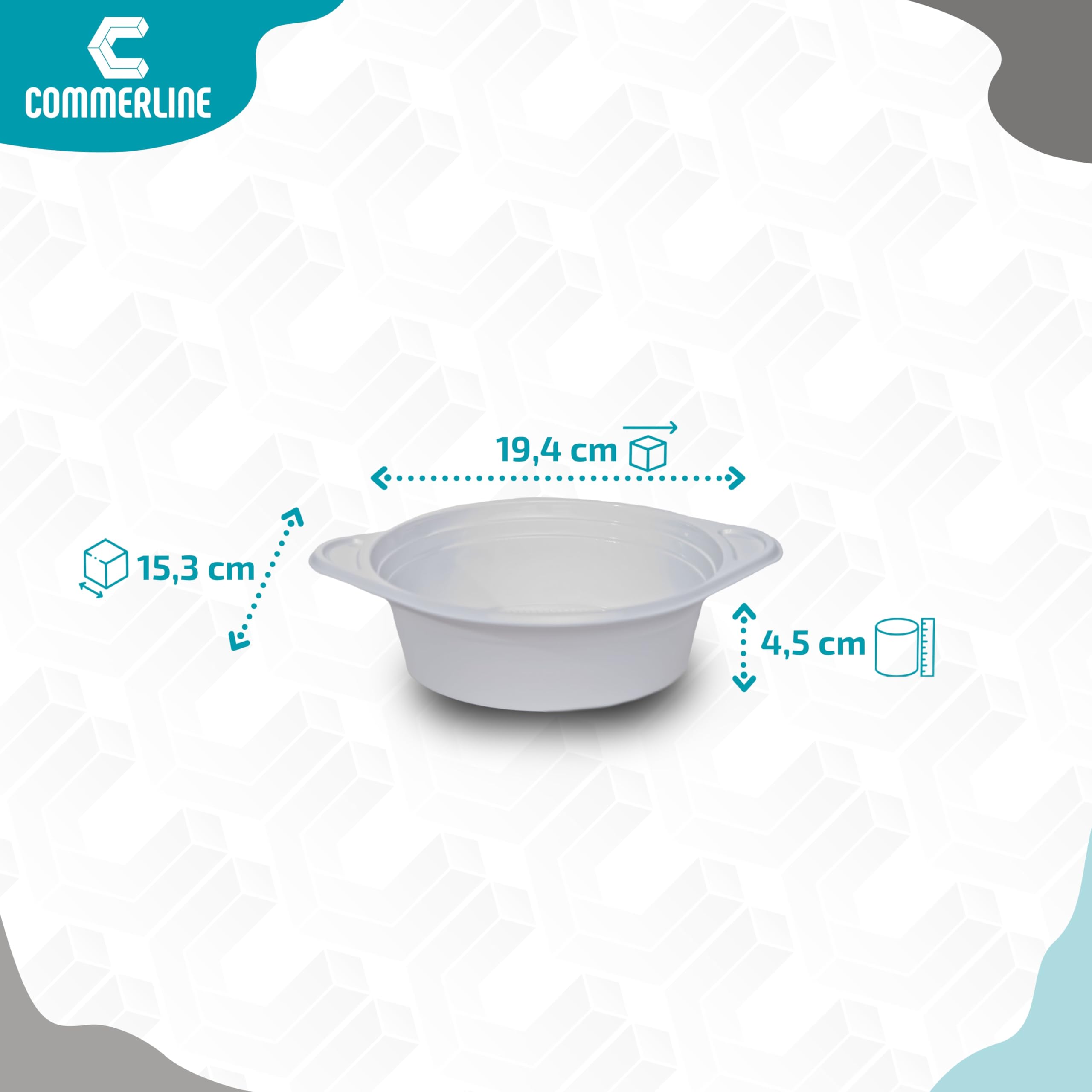 Commerline Zuppa riutilizzabile da 500 ml, 200 pezzi, piatti fondi robusti con orecchie, ciotole da zuppa in polipropilene, ciotole in plastica per casa, ristorazione e catering