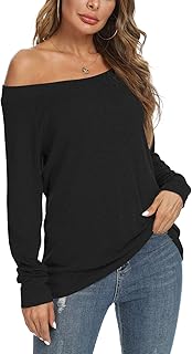 Lindas blusas sexy con hombros descubiertos para mujer, manga larga, cuello barco, túnicas
