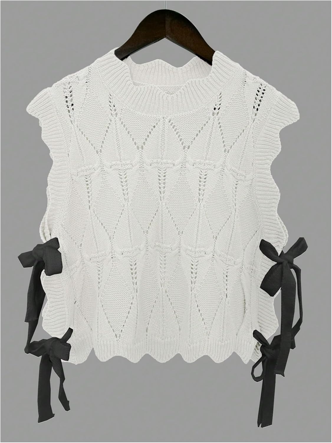 Verdusa Women's Coquette Bow Tie Sweater Vest Summer Sleeveless Crop Knit Tops - Image 5