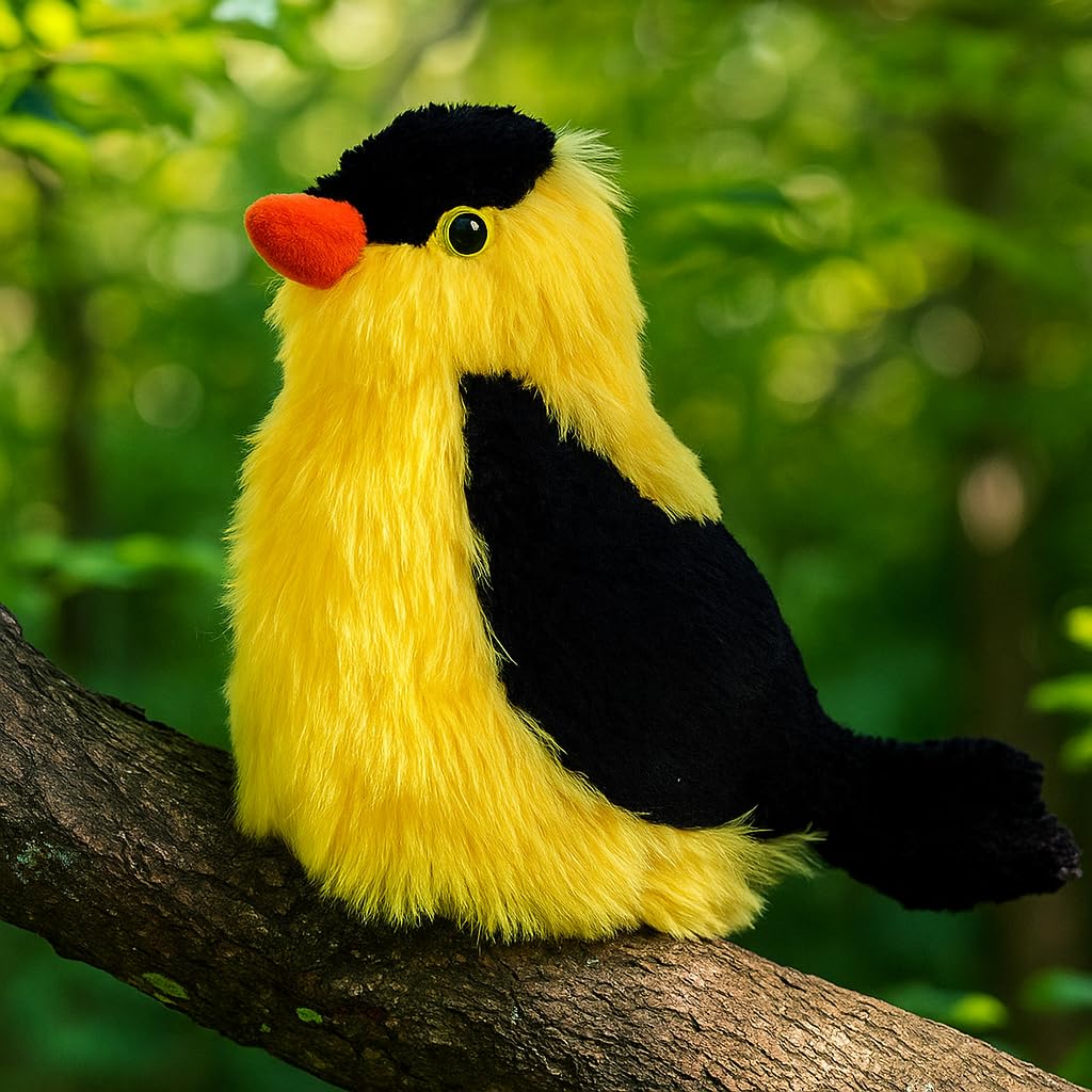 Goldfinch Bird Plush Soft Toy, Yellow and Black Feathers, 25 cm-image-24