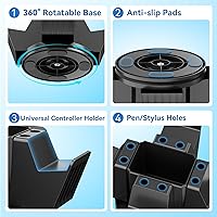 Vista 5 de KDD Organizador de control para escritorio, soporte de controlador giratorio de 360 con caja de almacenamiento, soporte universal para 4