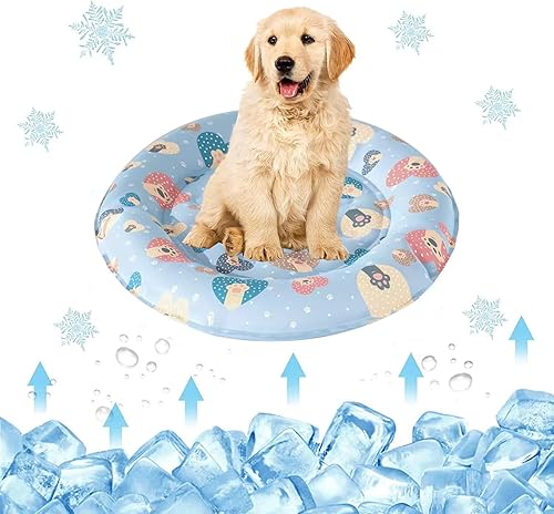 Tapete refrescante para perros, almohadilla refrescante redonda transpirable y autocalentable para perros, almohadilla de verano, cama de perro,
