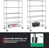 Vista 19 de 6-Tier Storage Shelves Heavy Duty (2100LBS Capacity) for Storage Kitchen Garage, Industrial Commercial-Grade Wire Rack Shelving with Wheels, Height