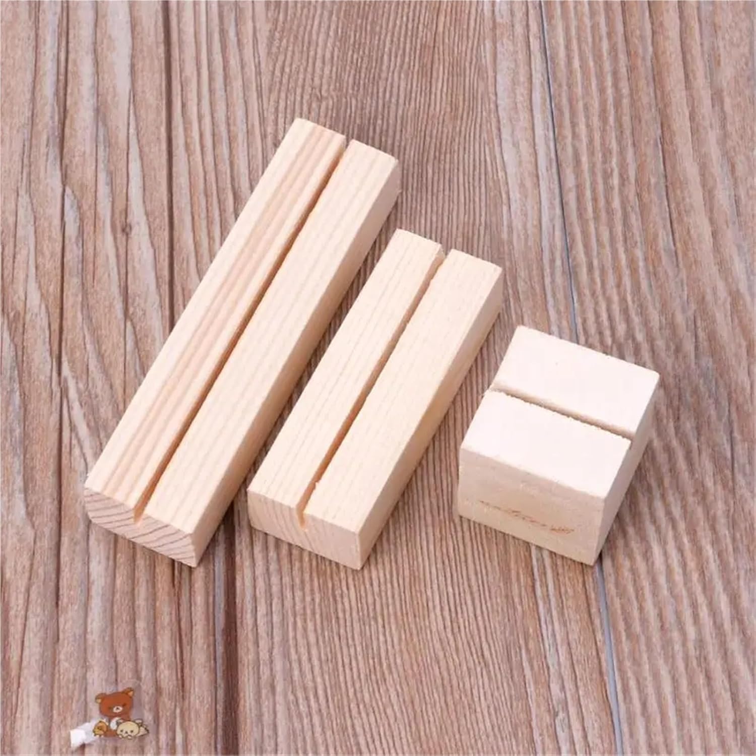 Wood Place Card Holder 5pcs Natural Wood Memo Clips Photo Holder Clamps Stand Card Desktop Message for Wedding Reception Party Decoration(L)