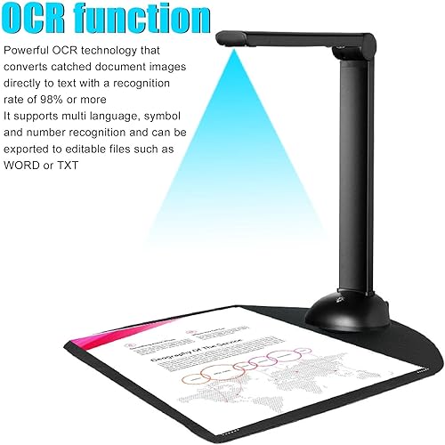 Miniatura 2 de TsoLay Cámara portátil de documentos de formato A3 A4, escáner de libros HD de 8MP con función OCR, luz LED de alto brillo y grabación de video,