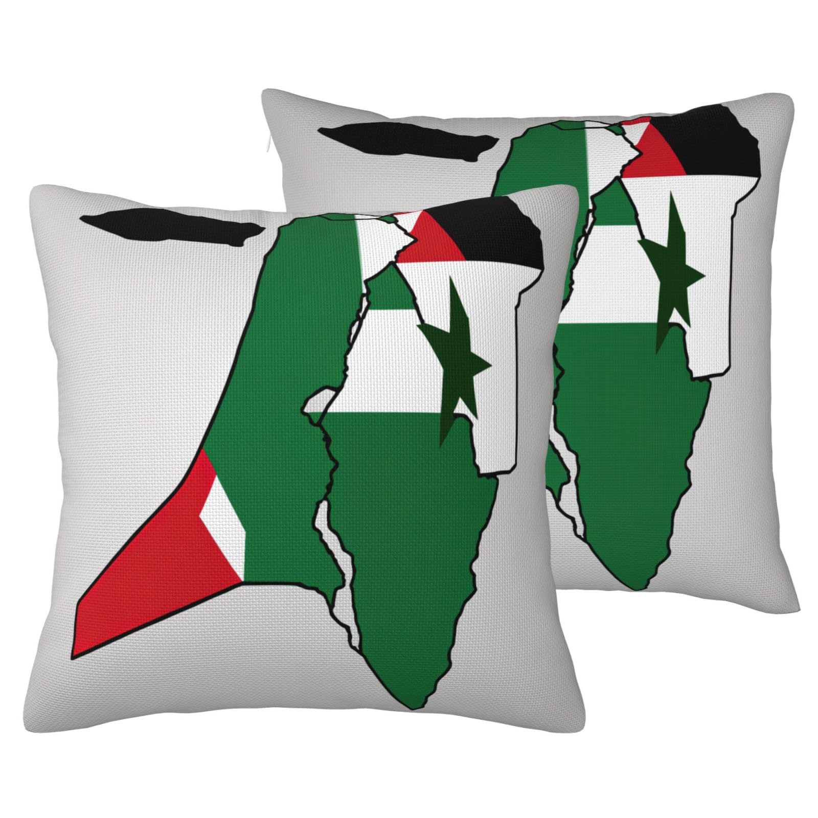 Housse de coussin lin canapé lit motif drapeau Palestine Map02