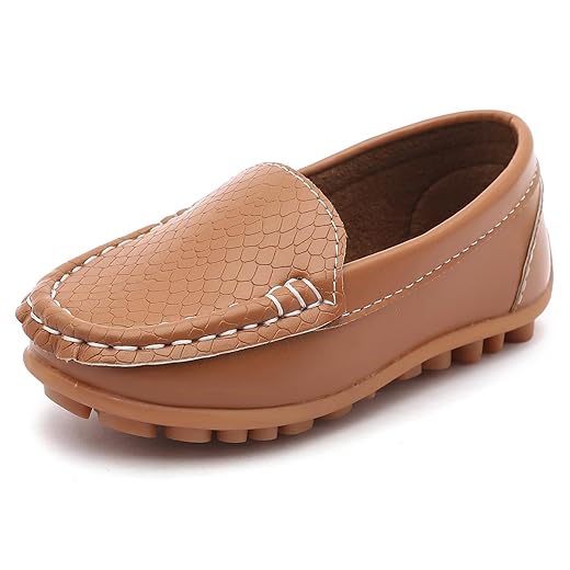 LONSOEN Toddler Little Kid Boys Girls Soft Slip On Loafers Dress Flat Shoes