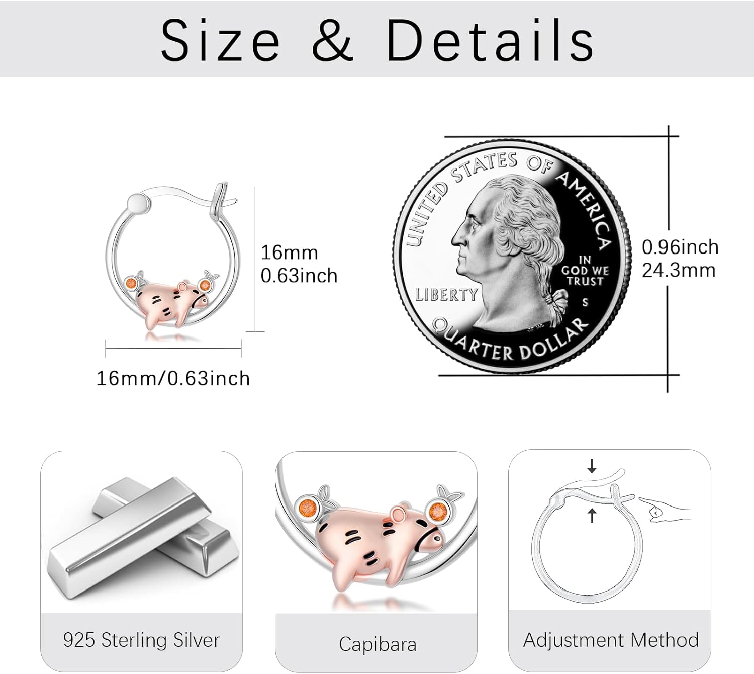 925 Sterling Silver Animal Huggie Hoop Earrings Hypoallergenic Capybara/Snake/Cow/Orca/Dragon/Turtle/Flamingo/Butterfly Earrings Animal Jewelry Gifts for Women