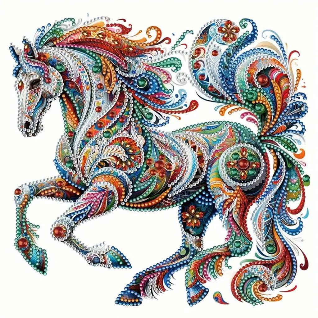HASTHIP 5D Diamond Painting Kit - Three-Dimensional Diamond Painting, Aesthetic Dazzling Diamond Painting Home Decor Diy Diamond Painting Art Kit With Accessories And Tools, 12X12 Inches (Horse)