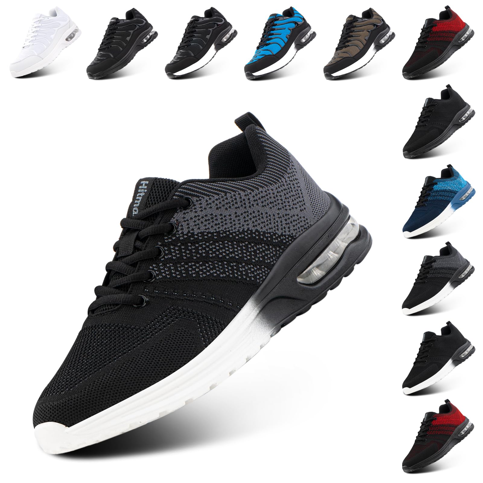 NEOKER Scarpe Running Uomo Donna Scarpe da Corsa Sneakers Scarpe Ginnastica Scarpe Trail Running Scarpe Sportive Platform Outdoor Nero Blu 36-48 EU