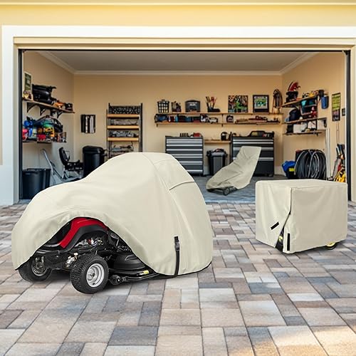 Miniatura 7 de Porch Shield Cubierta resistente para tractor de césped de poliéster 600D, resistente al agua, cubierta universal para cortacésped (hasta 54