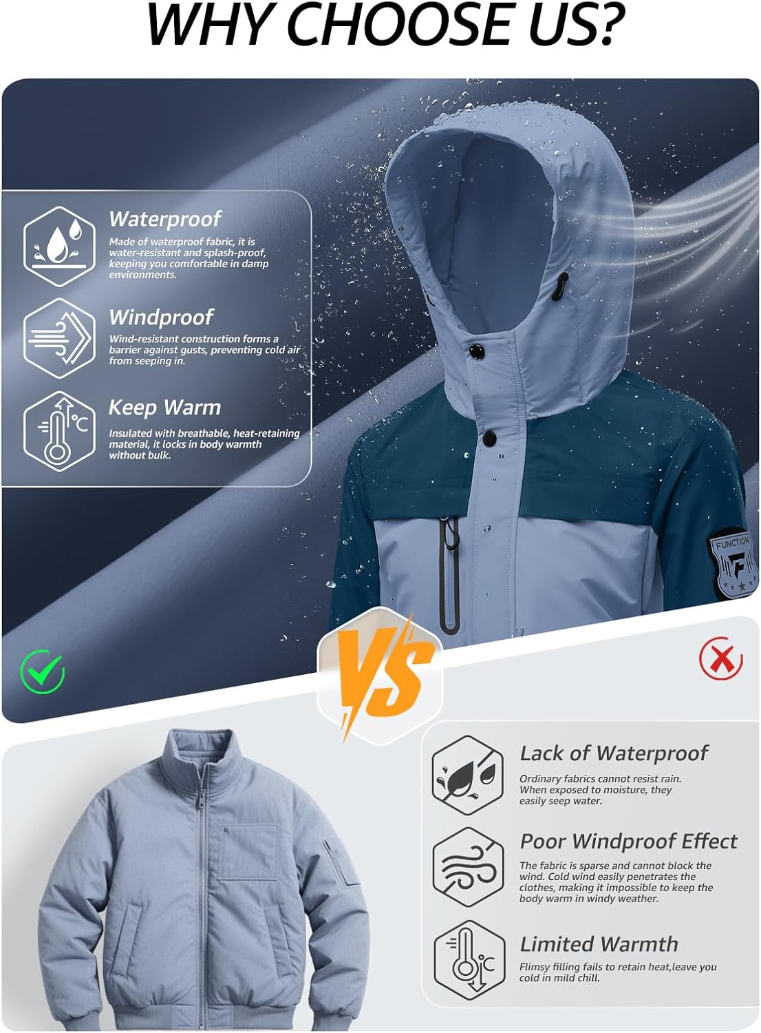 Boys Softshell Jacket with Magic Sleeve Patches Adjustable Hood Cuffs for Skiing Ages 6-16Y