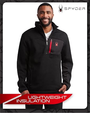 Spyder Mens Quarter Zip Pullover - Mock Neck Brushed Fleece Sweater
