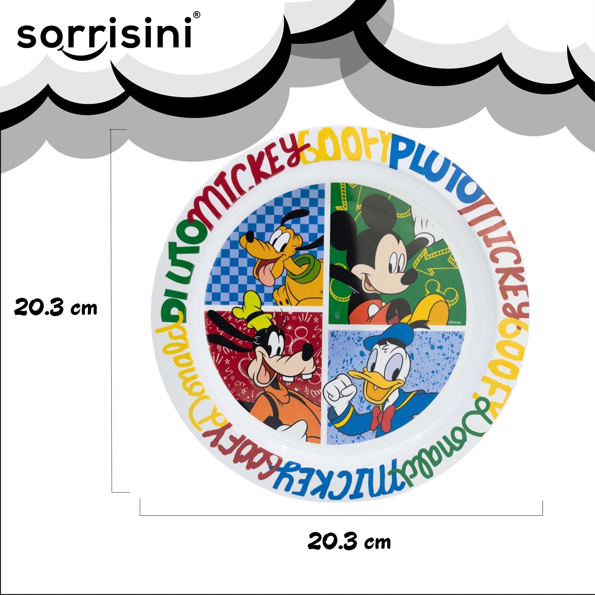 Vajilla Infantil Reutilizable Apta Para Microondas Para Niños Mickey Mouse, Juego de Desayuno para la Primera Comida Cubiertos, Tenedor, Cuchara de Acero Inoxidable y Plato, sin BPA