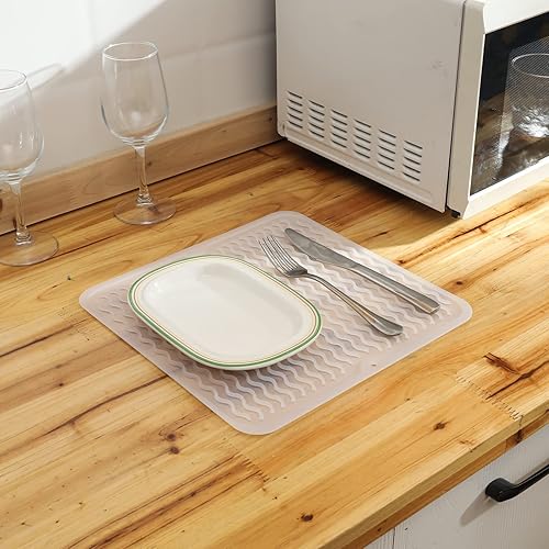 Miniatura 831 de Tapete de silicona para secado de platos para múltiples usos, fácil de limpiar, ecológico, resistente al calor, tapete de silicona para encimera