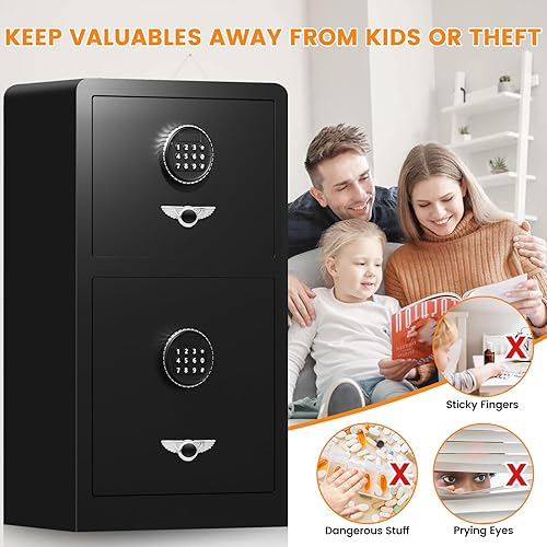Miniatura 8 de Caja de seguridad digital resistente con compartimento oculto, resistente al fuego, resistente al agua de 7.6 pies cúbicos, resistente al fuego,