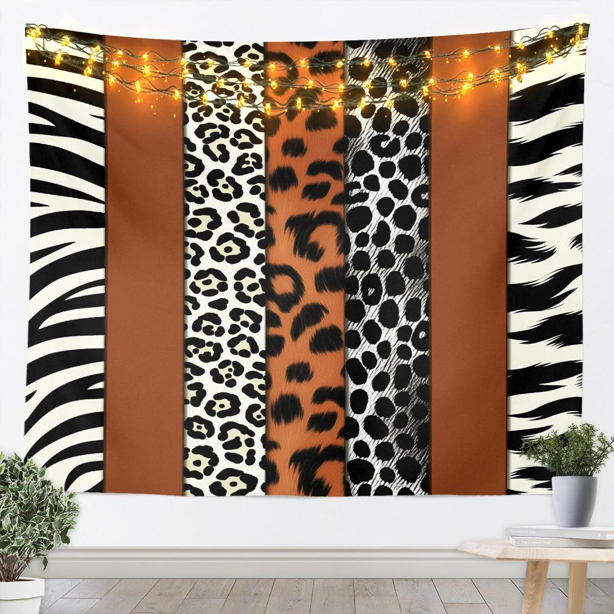 jejeloiu Purple Leopard Print Bow Tapestry Cheetah Print Wall Art Coquette Bowknot Wall Hanging Blanket for Living Room Bedroom Fur Wild Modern Art Home Decor Large 59"x82" image 3
