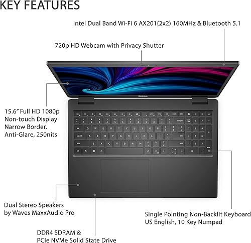 Miniatura 3 de Dell Laptop empresarial Latitude 3520, pantalla FHD de 15.6 pulgadas, Intel i7-1165G7, 32 GB de RAM, SSD de 1 TB, cámara web, USB-C, HDMI, Wi-Fi 6,