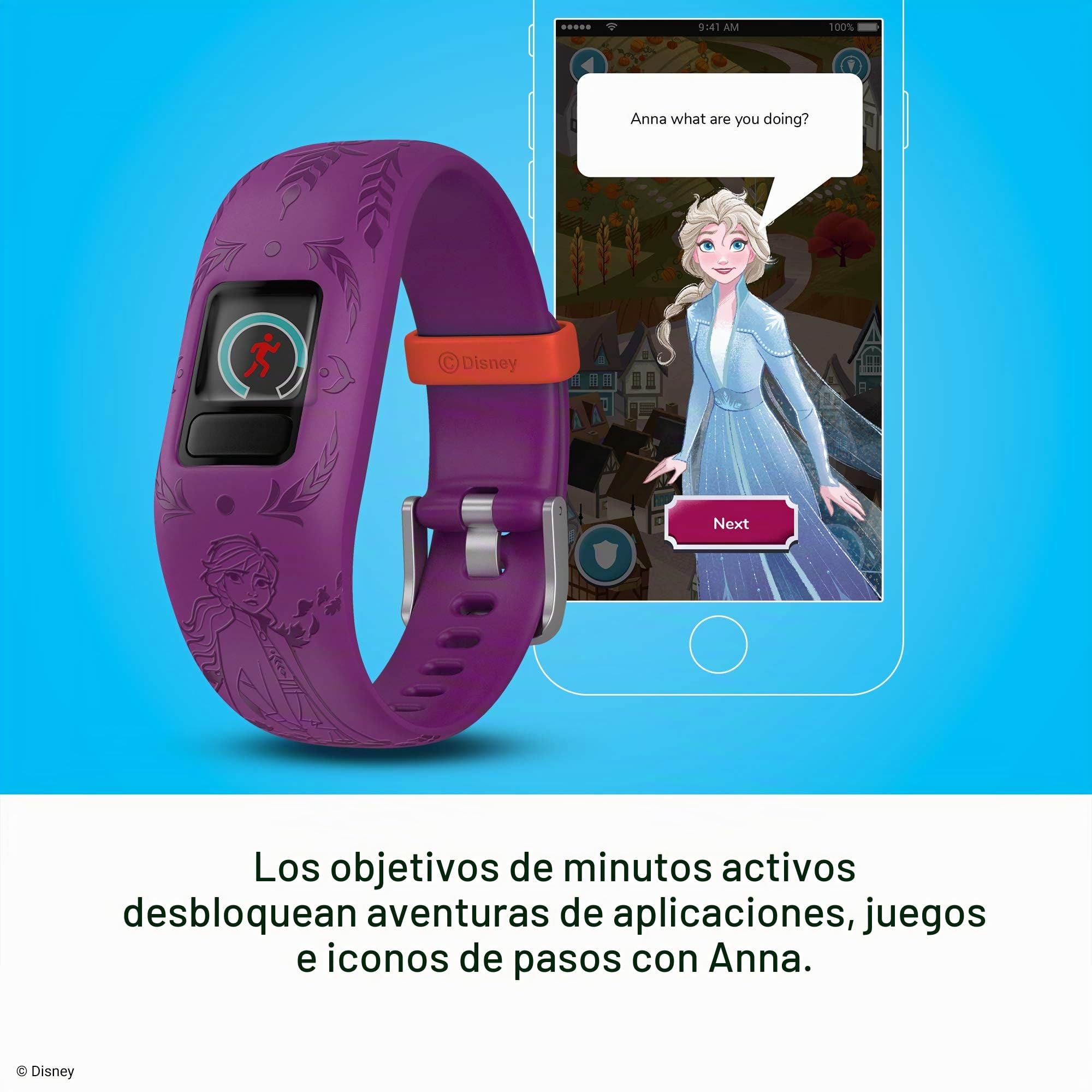 Garmin Unisex adulto Anna Pulsera de Actividad para Niños Disney Frozen 2, Ajustable, morado, Talla Única