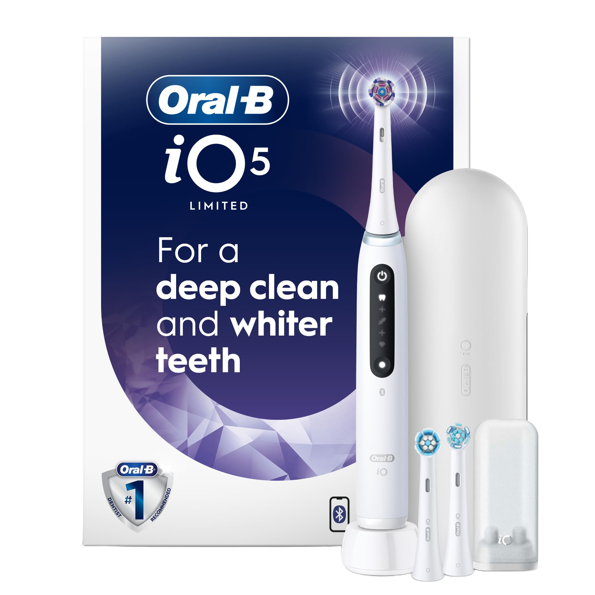 Oral-B iO Series 5 Limited Electric Toothbrush with (3) Brush Head, Rechargeable, White