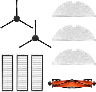 Dreametech Replacement Accessories Parts, Accessories Kit Compatible D9 Max/D9 Pro/L10 Pro Robot Vacuum (1 Main Brush, 2 Side Brushes, 3 Filters, 3 Mop Cloths)