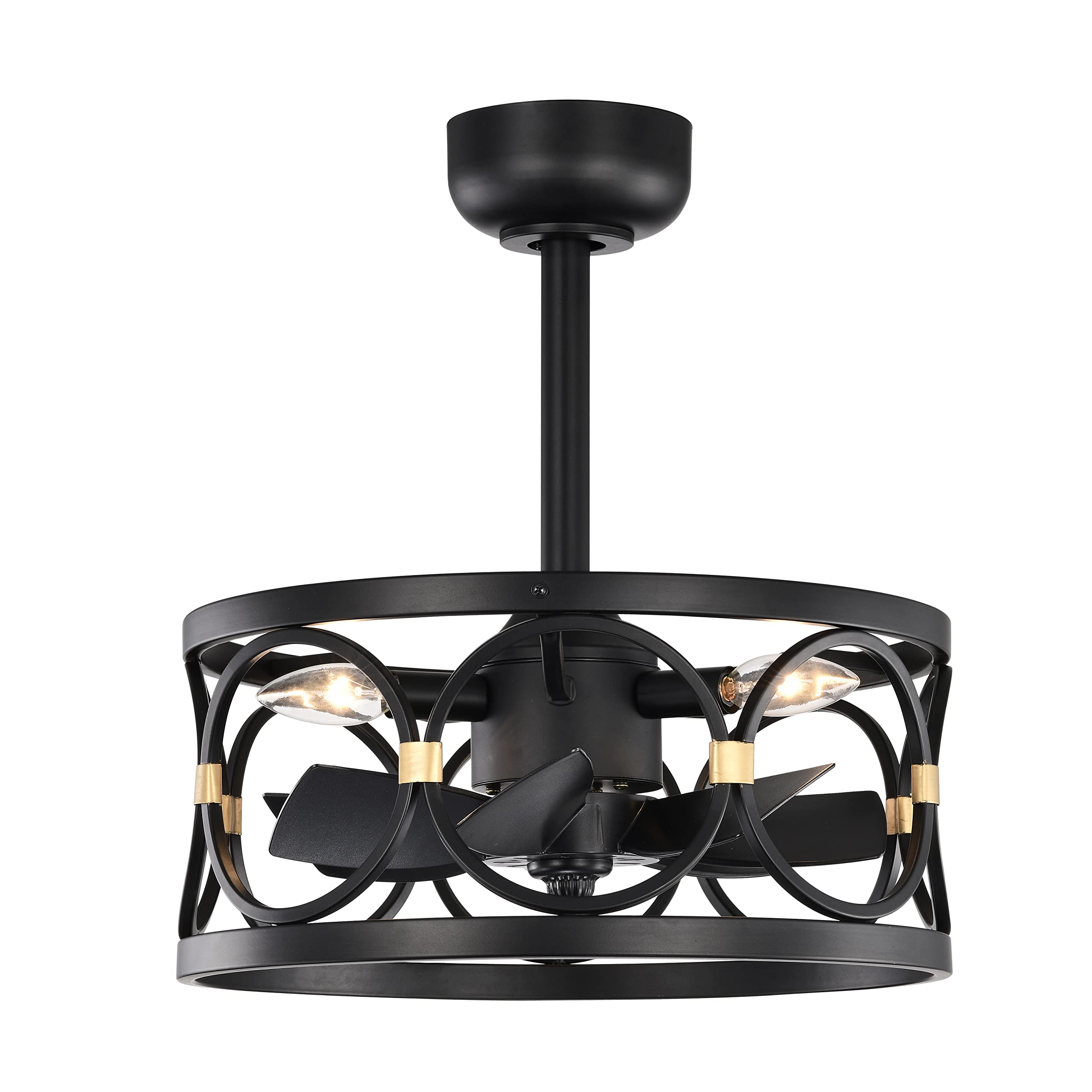 Photo 1 of ASHOP Black Ceiling Fan with Light 20" Fan Lights Ceiling Fixtures with Remote Control 3 Lights Caged Ceiling Fan with Light bedroom ceiling fan Kitchen Ceiling Fan